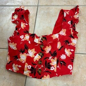 Red floral crop top